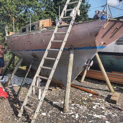 WoodenMast and Rudder needed for Alan Buchanan 25ft yacht Restoration.