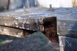 Rot behind a floor frame at stern