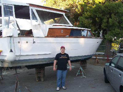 1960 trojan cabin cruiser in need of a new bottom.