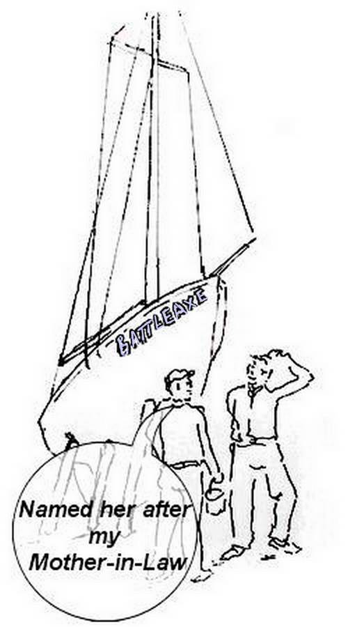 Boat name cartoon 'Battleaxe' Boat name cartoon