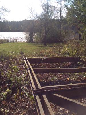 Looking from barn to water